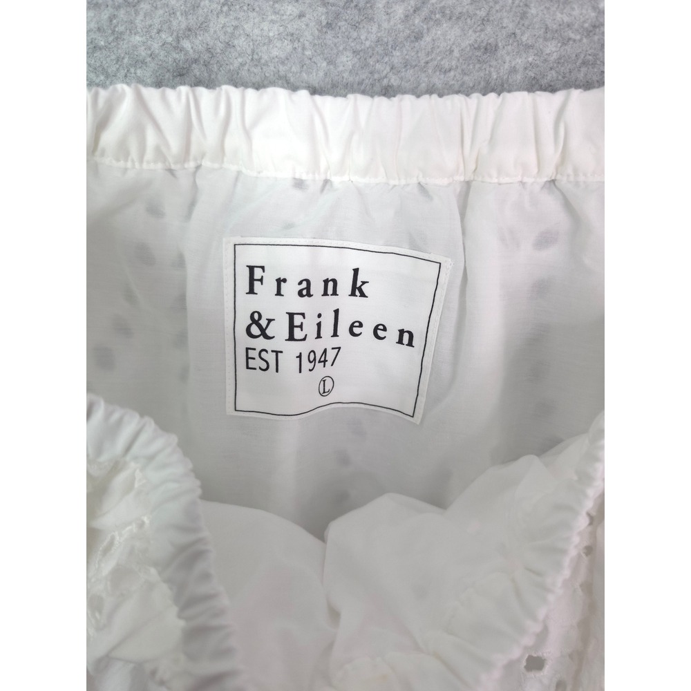 Frank & Eileen Grace Eyelet Midi Skirt Women L White Cotton Scalloped Hem - Picture 4 of 8